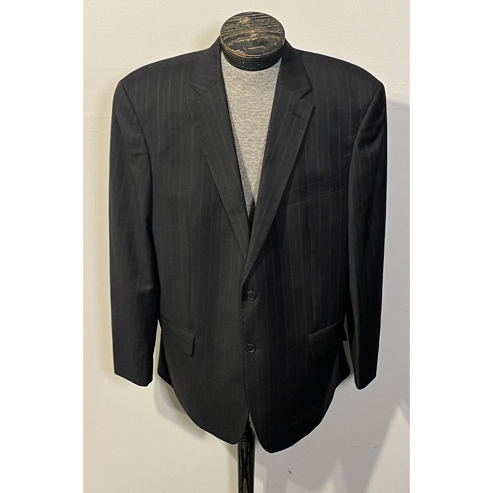 Botany 500 Blazer Mens 46R‎ Gray Pinstripe Super 120s Wool Cashmere Sport Coat